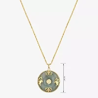 Good Fortune Womens Genuine Green Jade 18K Gold Over Silver Round 18 Inch Pendant Necklace