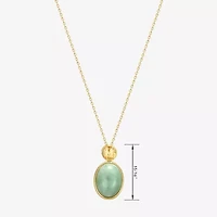 Good Fortune Womens Genuine Green Jade 18K Gold Over Silver Oval 18 Inch Pendant Necklace