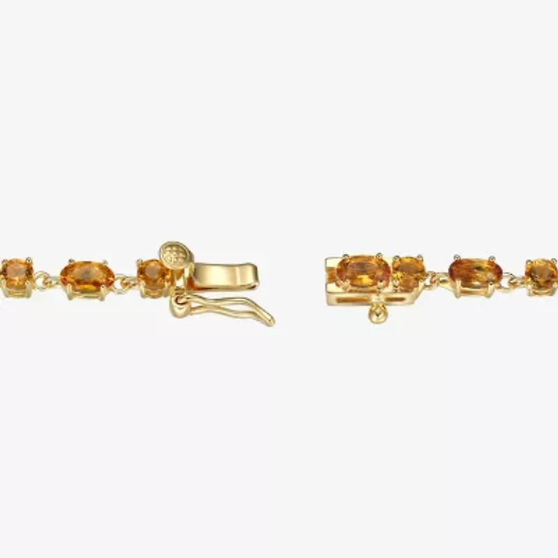 Womens Genuine Yellow Citrine 14K Gold Over Silver 7.25 Inch Tennis Bracelet