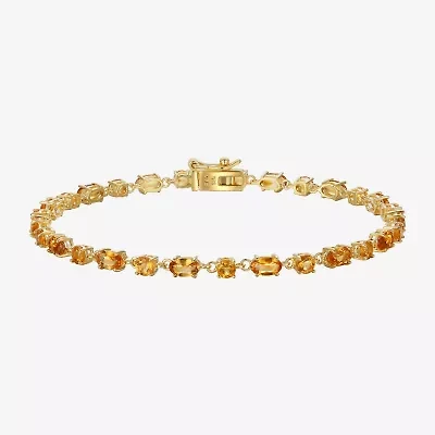 Womens Genuine Yellow Citrine 14K Gold Over Silver 7.25 Inch Tennis Bracelet