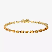 Womens Genuine Yellow Citrine 14K Gold Over Silver 7.25 Inch Tennis Bracelet