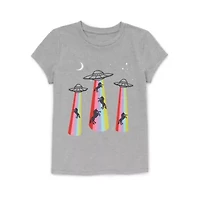 Thereabouts Little & Big Kid Girls Round Neck Short Sleeve Regular Fit Graphic T-Shirt