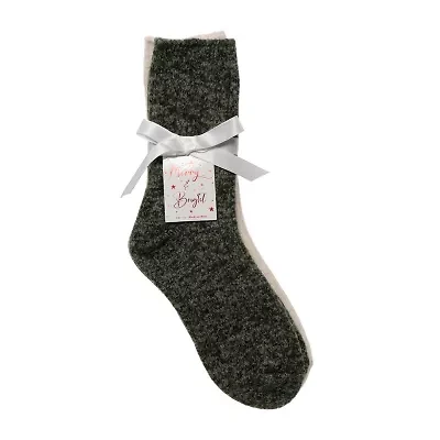 Luxury Cozy Rib Womens 2 Pair Crew Socks