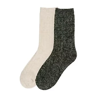 Luxury Cozy Rib Womens 2 Pair Crew Socks