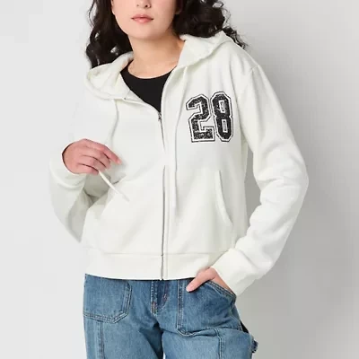 Cropped Full Zip Womens Long Sleeve Minnie Mouse Fleece Zipper Juniors Hoodie