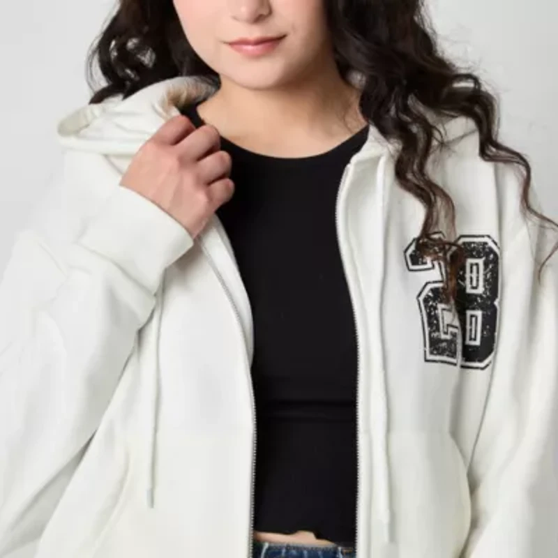 Cropped Full Zip Womens Long Sleeve Minnie Mouse Fleece Zipper Hoodie