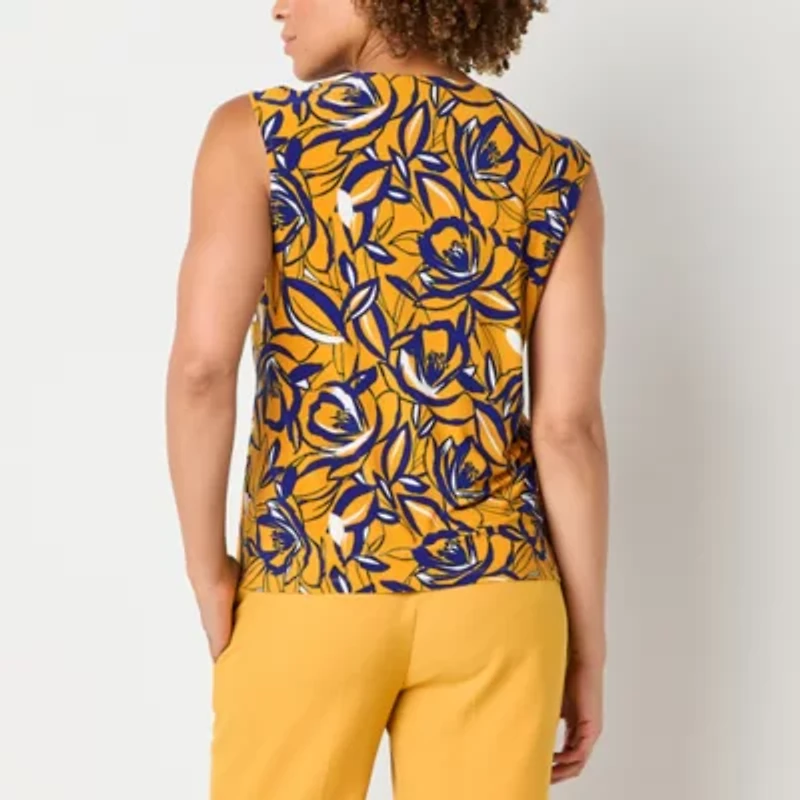 Black Label by Evan-Picone Womens Keyhole Neck Sleeveless Blouse