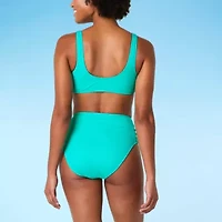 Decree Womens Neon Textured Juniors Bralette Bikini Swimsuit Top