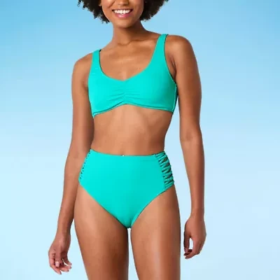 Decree Womens Neon Textured Juniors Bralette Bikini Swimsuit Top