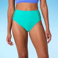 Decree Womens Textured Juniors High Waist Bikini Swimsuit Bottom