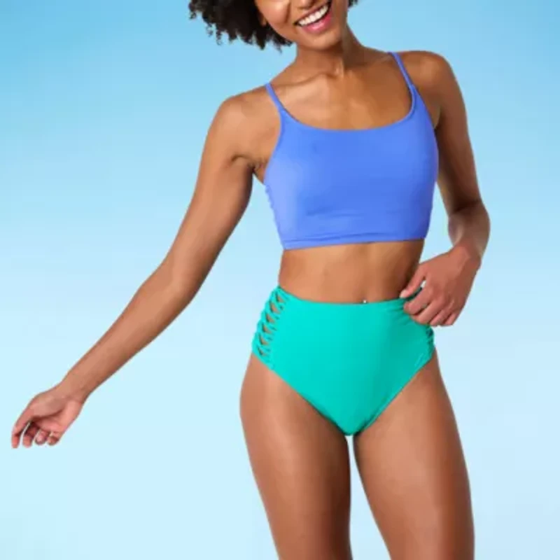 Decree Womens Textured Juniors High Waist Bikini Swimsuit Bottom