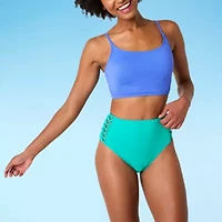 Decree Womens Textured Juniors High Waist Bikini Swimsuit Bottom