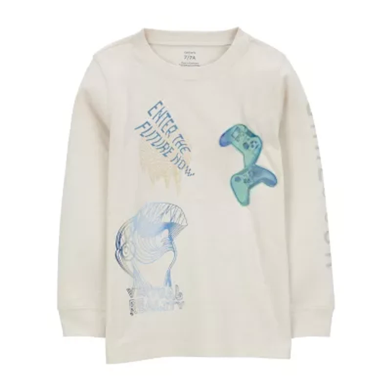 Carter's Little & Big Kid Boys Crew Neck Long Sleeve Regular Fit Graphic T-Shirt
