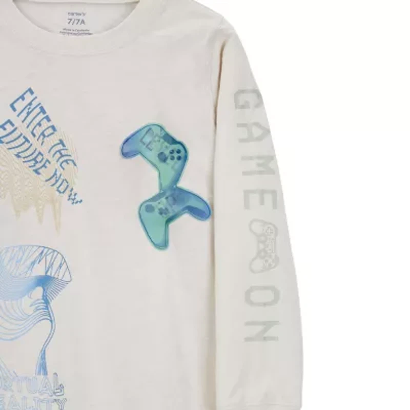 Carter's Little & Big Kid Boys Crew Neck Long Sleeve Regular Fit Graphic T-Shirt