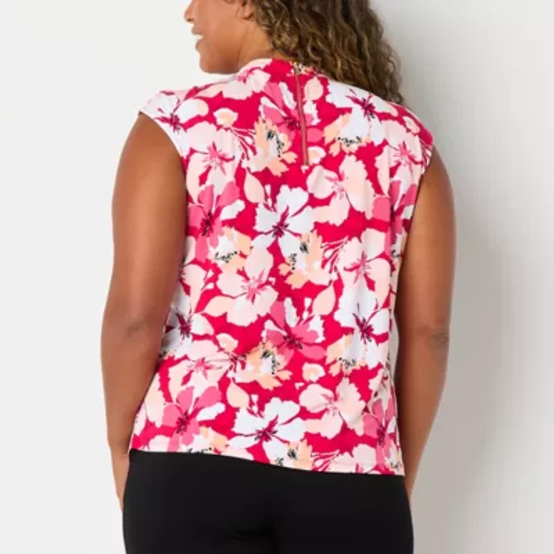 Liz Claiborne Womens Crew Neck Sleeveless Blouse