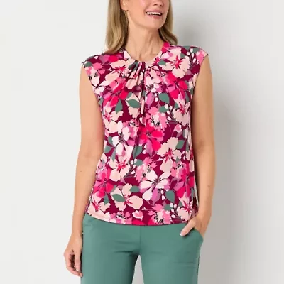 Liz Claiborne Womens Crew Neck Sleeveless Blouse