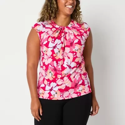 Liz Claiborne Womens Crew Neck Sleeveless Blouse