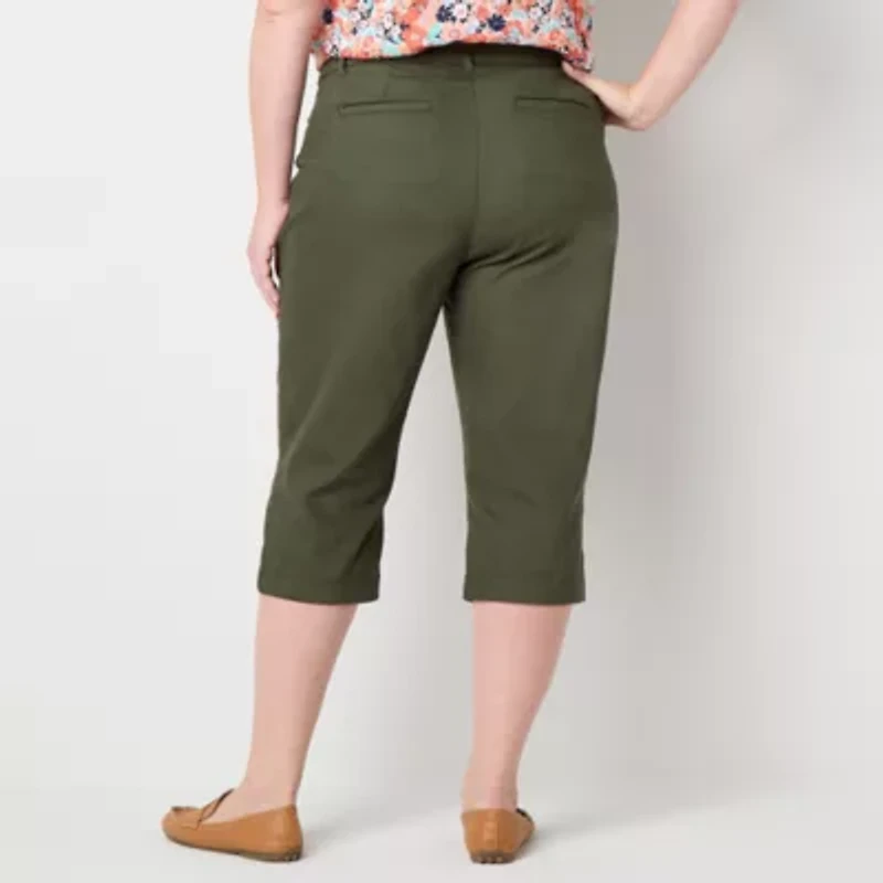 St. John's Bay Womens Plus Straight Mid Rise Capri Pant