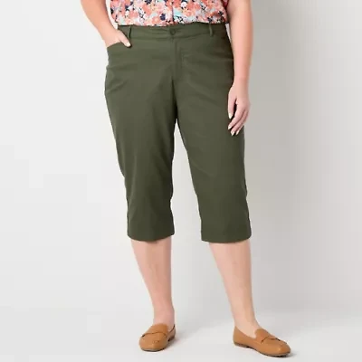 St. John's Bay Womens Straight Mid Rise Plus Capri Pant