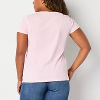 St. John's Bay Womens Crew Neck Short Sleeve T-Shirt