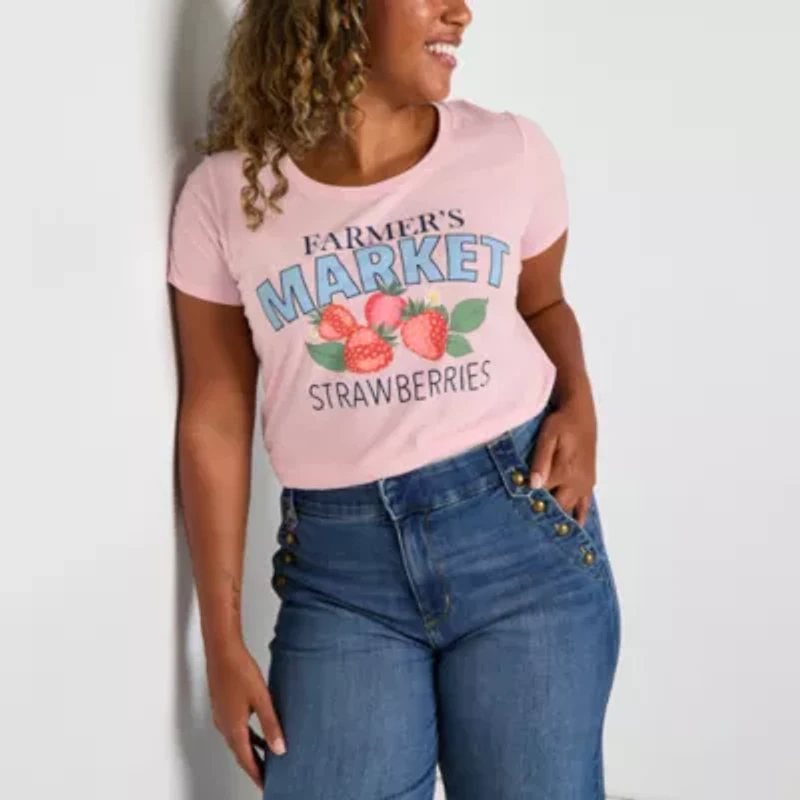 St. John's Bay Womens Crew Neck Short Sleeve T-Shirt
