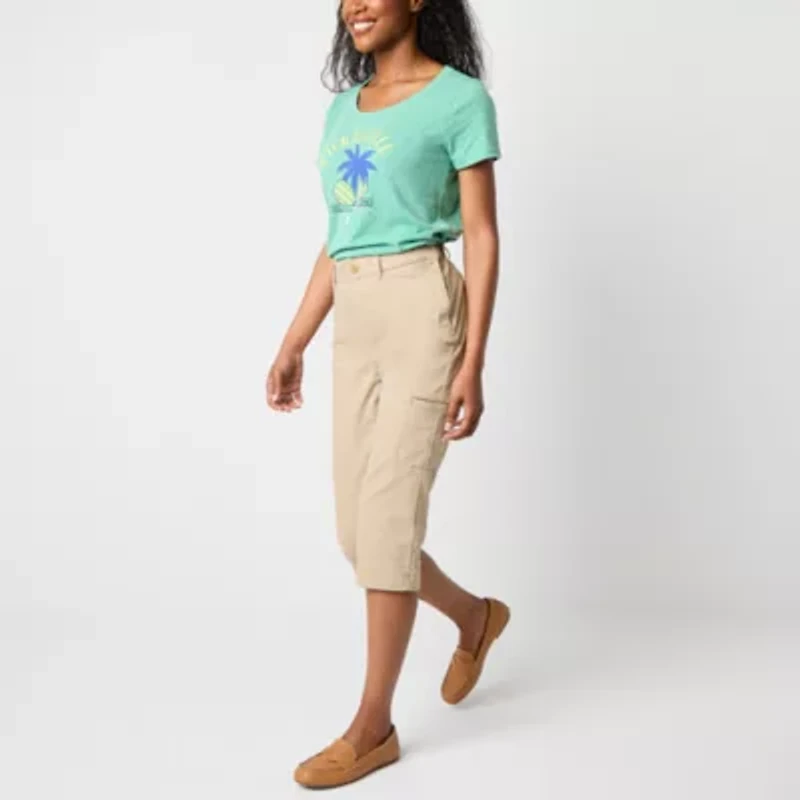 St. John's Bay Womens Seated Wear Straight Mid Rise Capri Pant
