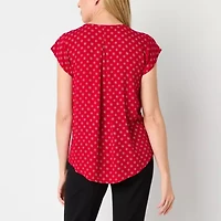 Liz Claiborne Womens V Neck Short Sleeve Blouse
