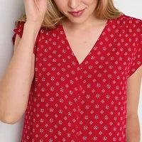 Liz Claiborne Womens V Neck Short Sleeve Blouse