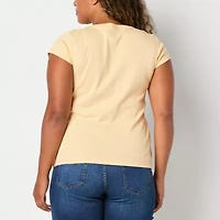 Liz Claiborne Womens Crew Neck Short Sleeve T-Shirt