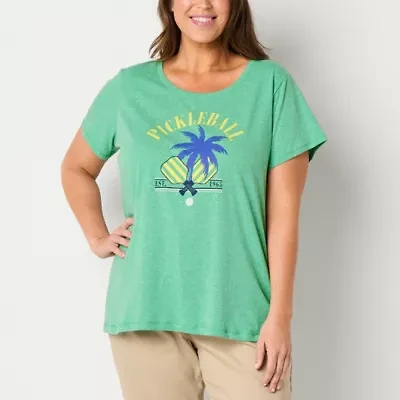 St. John's Bay Womens Crew Neck Short Sleeve Plus T-Shirt