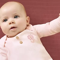 Huggies Baby Girls Rib Crew Neck Long Sleeve 2-pc. Nightgown