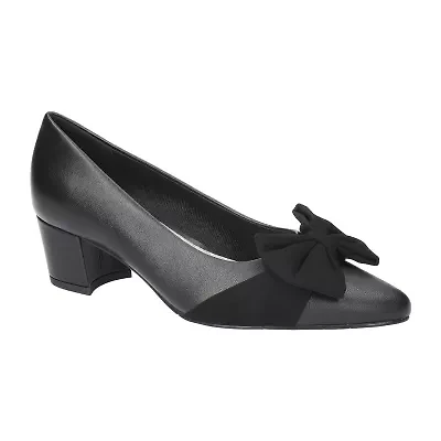 Easy Street Womens Pointed Closed Toe Block Heel Pumps