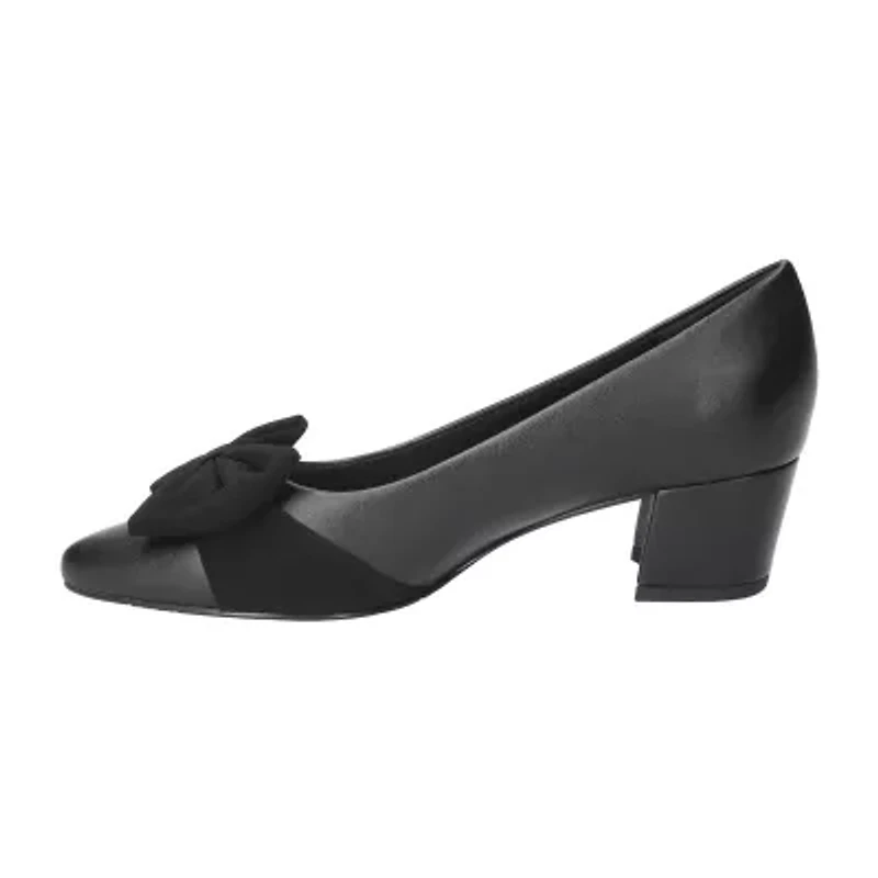 Easy Street Womens Pointed Closed Toe Block Heel Pumps