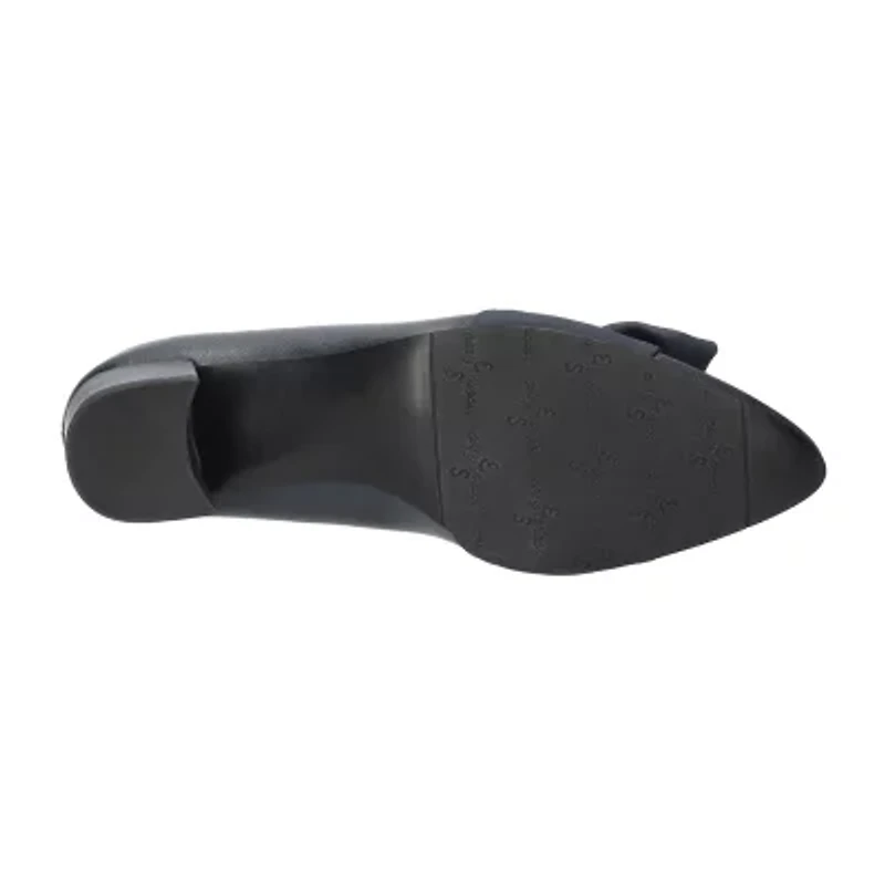 Easy Street Womens Pointed Closed Toe Block Heel Pumps