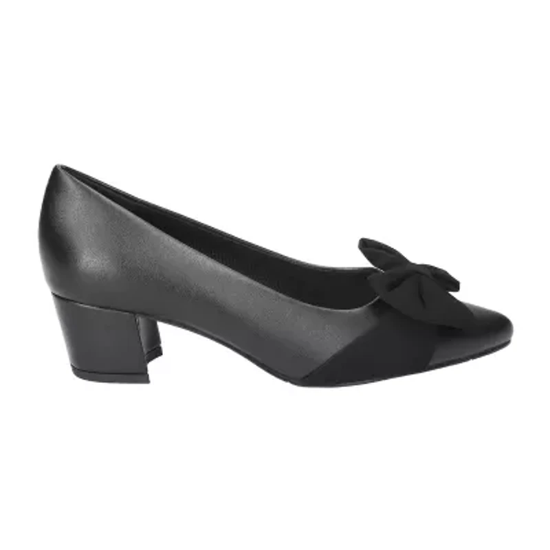 Easy Street Womens Pointed Closed Toe Block Heel Pumps