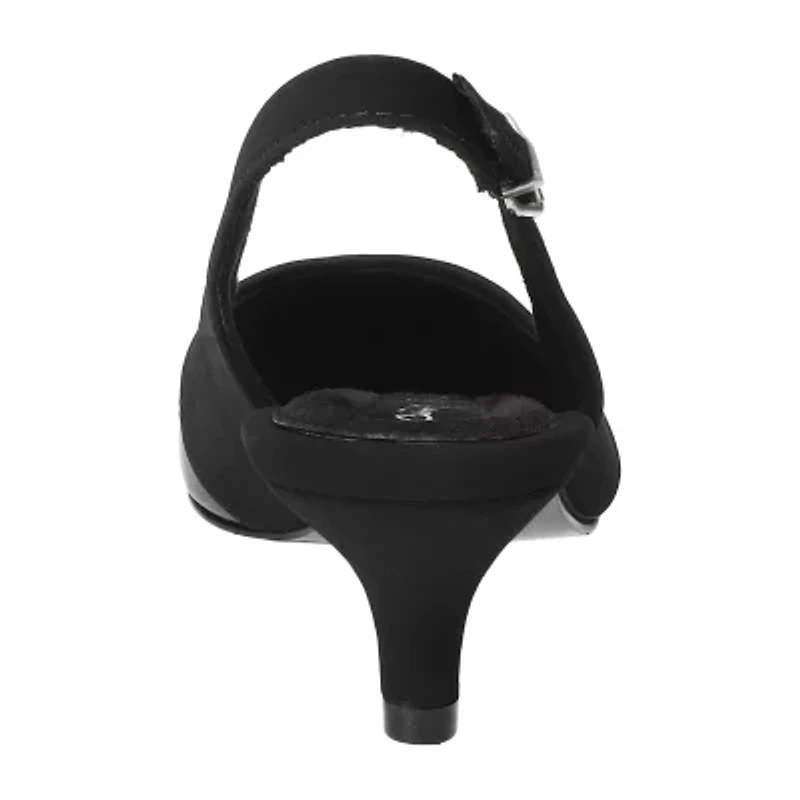 Easy Street Womens Pointed Closed Toe Kitten Heel Pumps