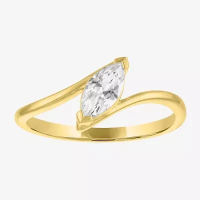 Diamond Addiction (G-H / Si2-I1) Womens 1/2 CT. T.W. Lab Grown White 10K Gold Marquise Solitaire Bypass  Cocktail Ring