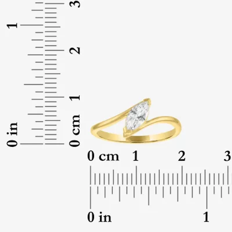 Diamond Addiction (G-H / Si2-I1) Womens 1/2 CT. T.W. Lab Grown White 10K Gold Marquise Solitaire Bypass  Cocktail Ring