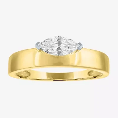 Diamond Addiction G-H / Si2-I1 Womens 1/2 CT. T.W. Lab Grown White 10K Gold Marquise Solitaire Cocktail Ring