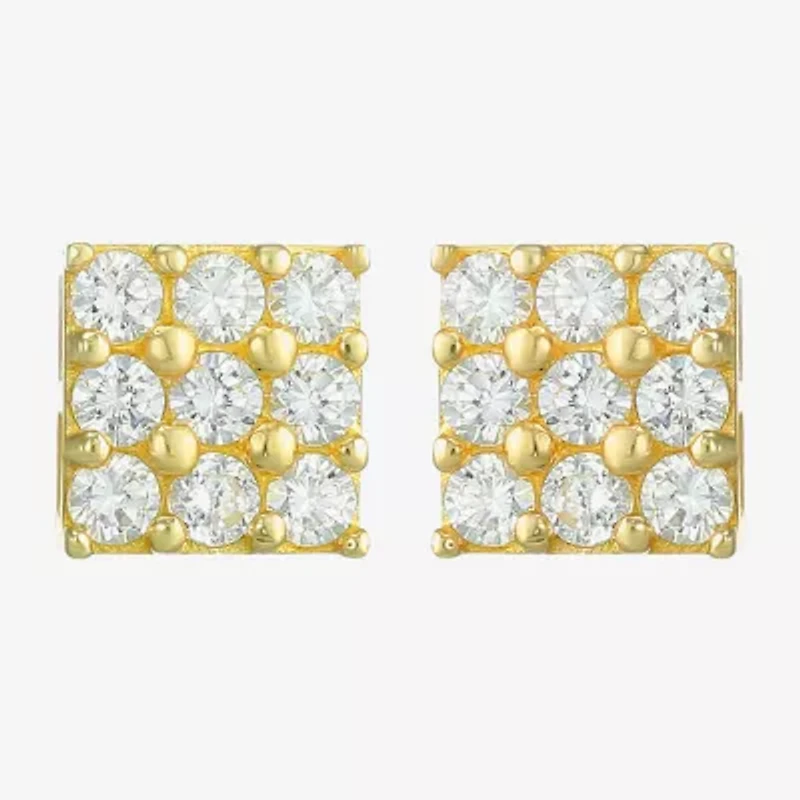Cubic Zirconia 14K Gold 4mm Round Stud Earrings