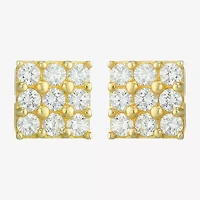 Cubic Zirconia 14K Gold 4mm Round Stud Earrings