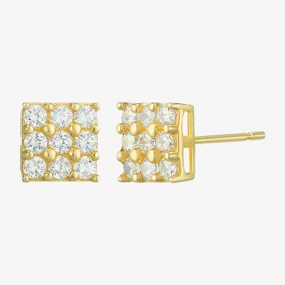 Cubic Zirconia 14K Gold 4mm Round Stud Earrings