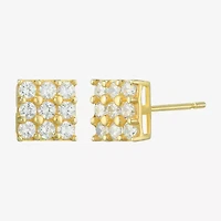 Cubic Zirconia 14K Gold 4mm Round Stud Earrings