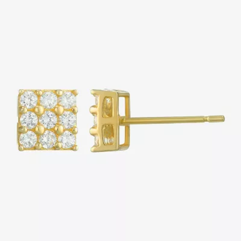 Cubic Zirconia 14K Gold 4mm Round Stud Earrings