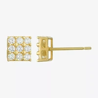 Cubic Zirconia 14K Gold 4mm Round Stud Earrings