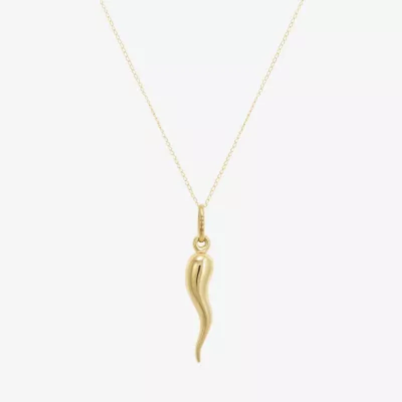 Italian Horn Unisex Adult 10K Gold 18 Inch Pendant Necklace