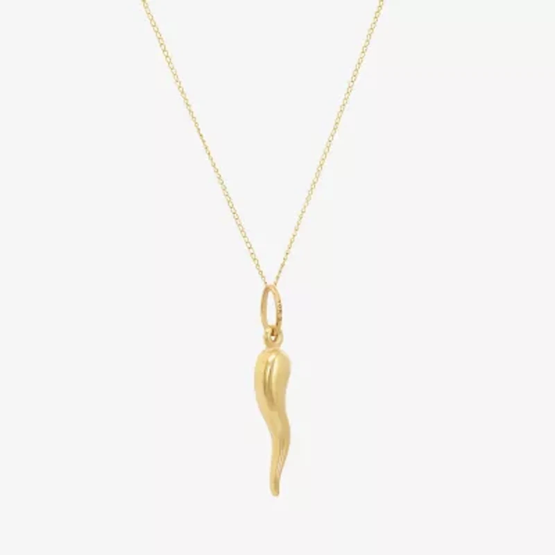 Italian Horn Unisex Adult 10K Gold 18 Inch Pendant Necklace