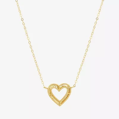 Womens 10K Gold Heart 16 Inch Pendant Necklace