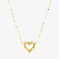 Womens 10K Gold Heart 16 Inch Pendant Necklace