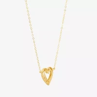 Womens 10K Gold Heart 16 Inch Pendant Necklace